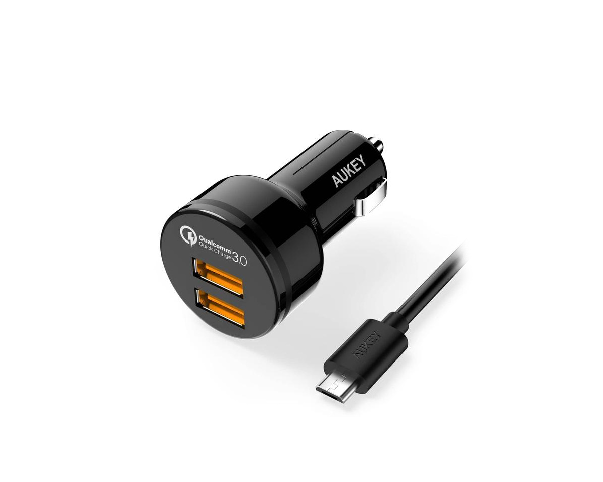 AIDS Clam Lao Aukey CC-T8 36W Dual Port Qualcomm Quick Charge 3.0 Car Charger - Black -  us.MaxGaming.com