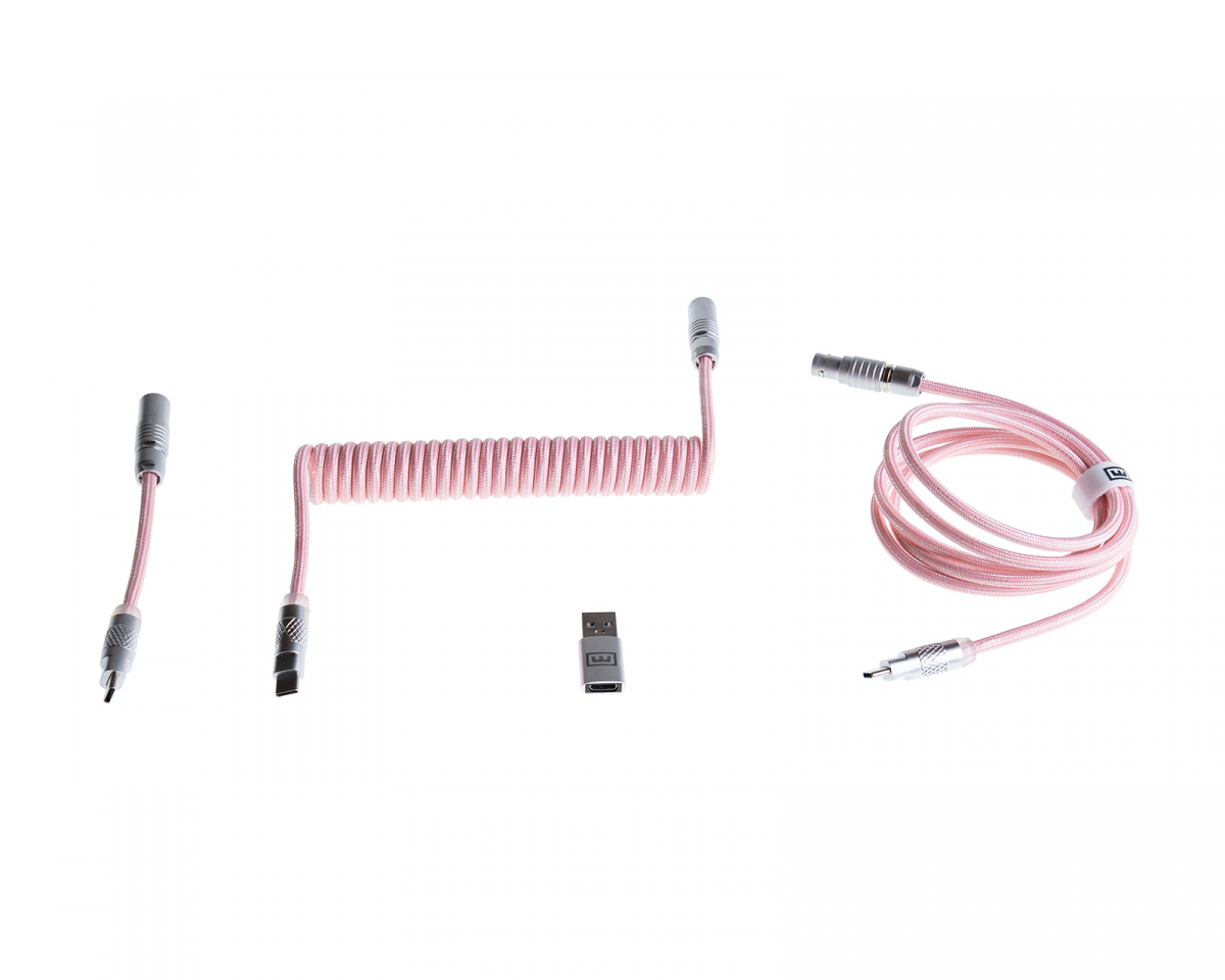 Wooting Detachable USB-C Coiled/Straight Cable Set - Blossom Pink 