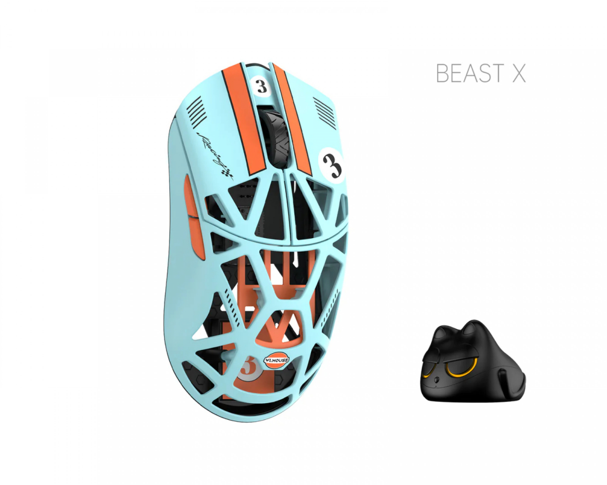 WLMouse Beast X Pro - Blue/Orange [Omron Opticals] - Solid Side