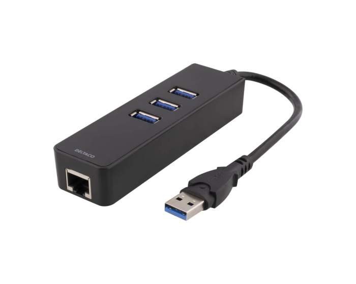 Deltaco 4 Ports USB 3.0 Gigabit Ethernet Lan Network Adapter Hub To 1000Mbps