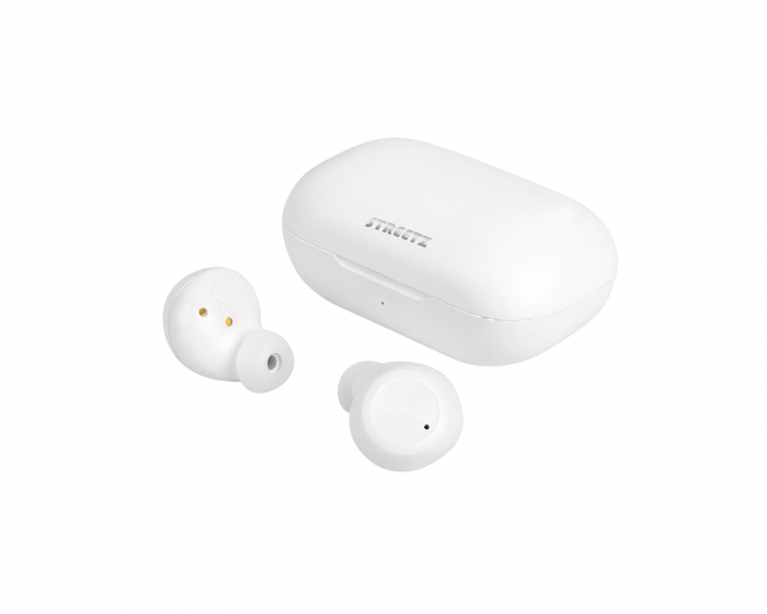 STREETZ Wireless In-Ear Headphones with Charging Case, TWS - White
