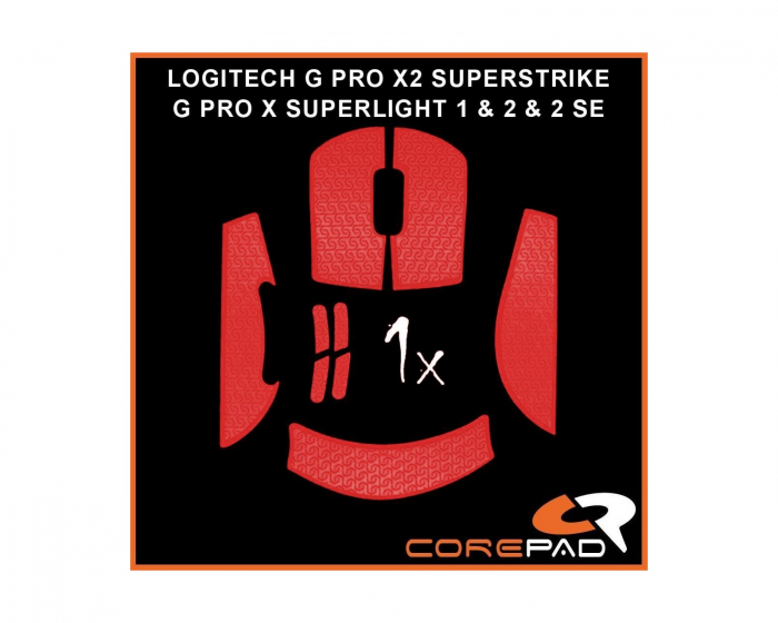 Corepad Soft Grips forLogitech G PRO X SUPERLIGHT 1 / 2 / 2 SE & X2 SUPERSTRIKE - Red