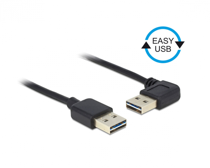 Delock EASY-USB 2.0 Type-A male > Type-A male angled left/right - 1 m