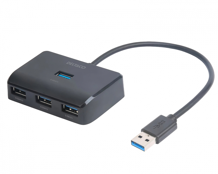Deltaco USB Docking Station with 4 Ports - Black