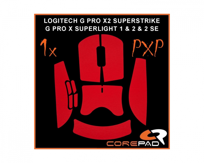 Corepad PXP Grips for Logitech G PRO X SUPERLIGHT 1 / 2 / 2 SE & X2 SUPERSTRIKE - Red