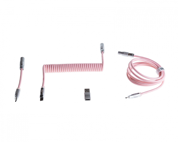 Wooting Detachable USB-C Coiled/Straight Cable Set - Blossom Pink