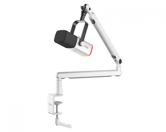 Fifine TAM8 Dynamic Gaming Microphone and Boom Arm - White