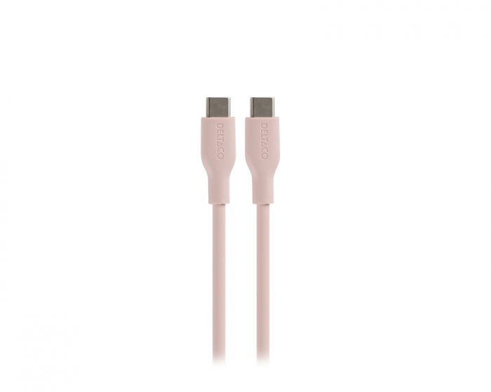 Deltaco USB-C Charging Cable 60W Silicone - Pink - 1,5m