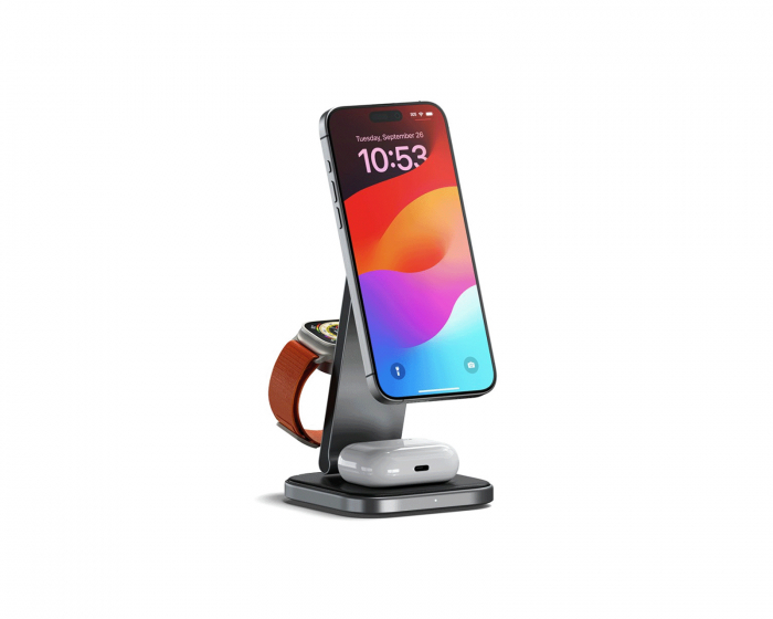 Satechi 3-in-1 Foldable Qi2 Wireless Charging Stand - Space Grey