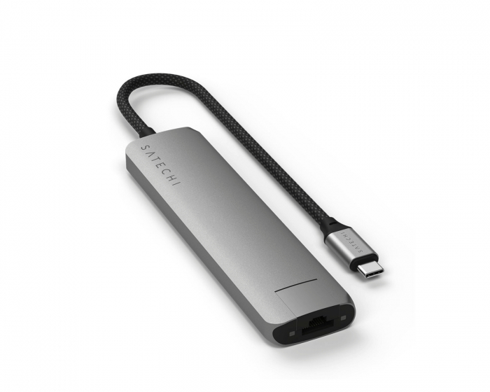 Satechi Satechi 7-i-1 USB-C Slim Multiport Adapter med Ethernet - Space Grey