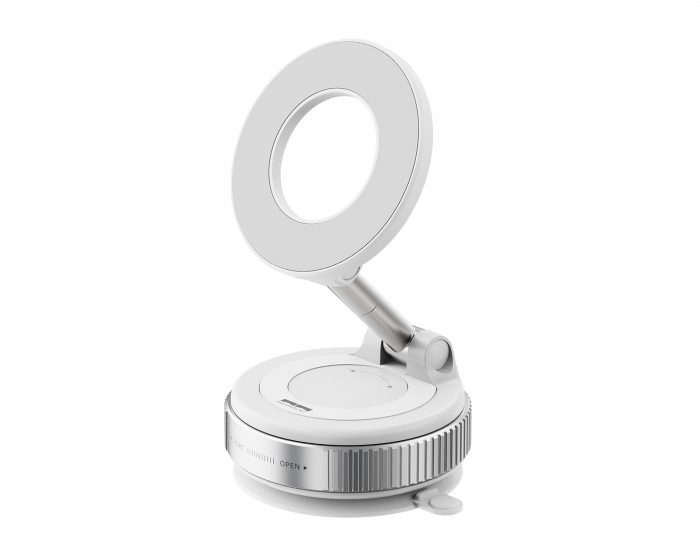 MaxMount Vacuum Phone Holder with Magnetic Ring - White