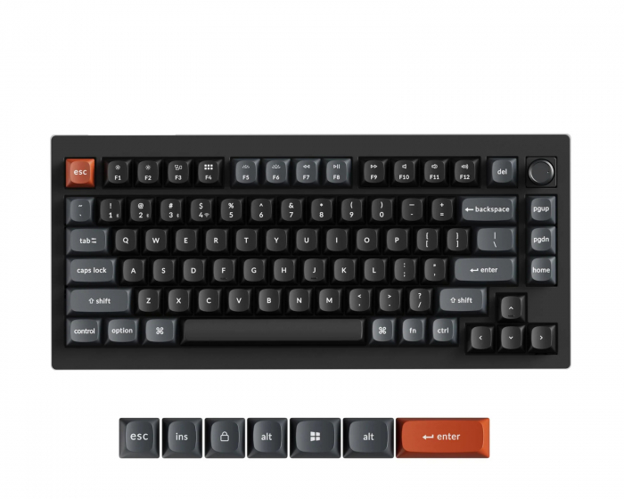 Keychron V1 Ultra 8K Hotswap Knob Wireless ISO Keyboard - Black [Silk POM Red]