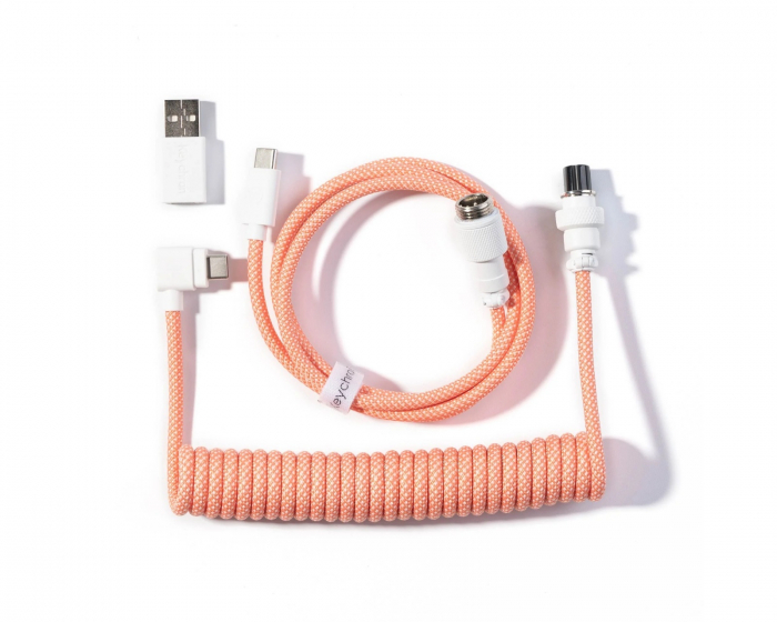 Keychron Coiled Aviator Cable Angled 8K Pink Orange