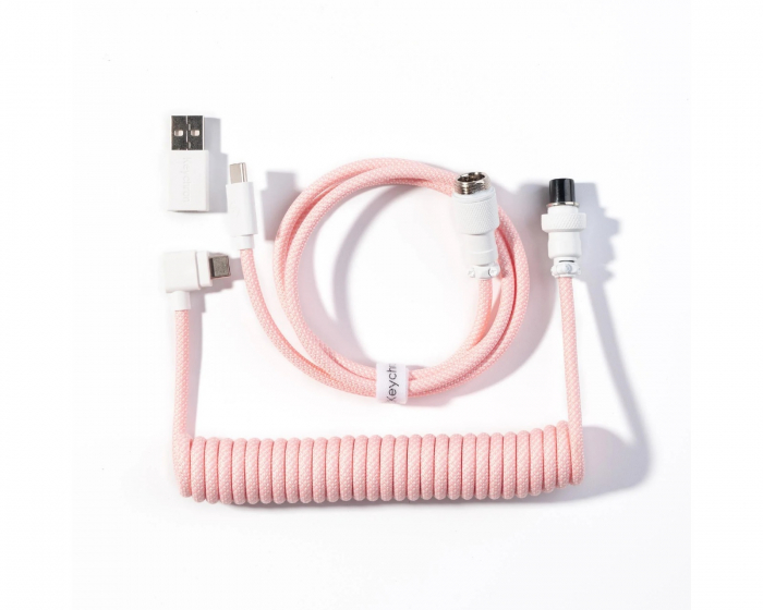 Keychron Coiled Aviator Cable Angled 8K Light Pink