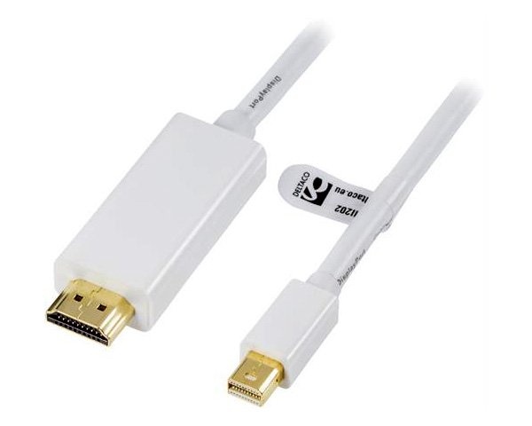 Deltaco Mini DisplayPort to HDMI 2m White