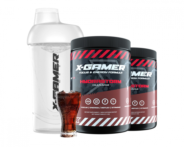 X-Gamer 2 x 600g X-Tubz Hydrastorm - 60 Servings + Shaker