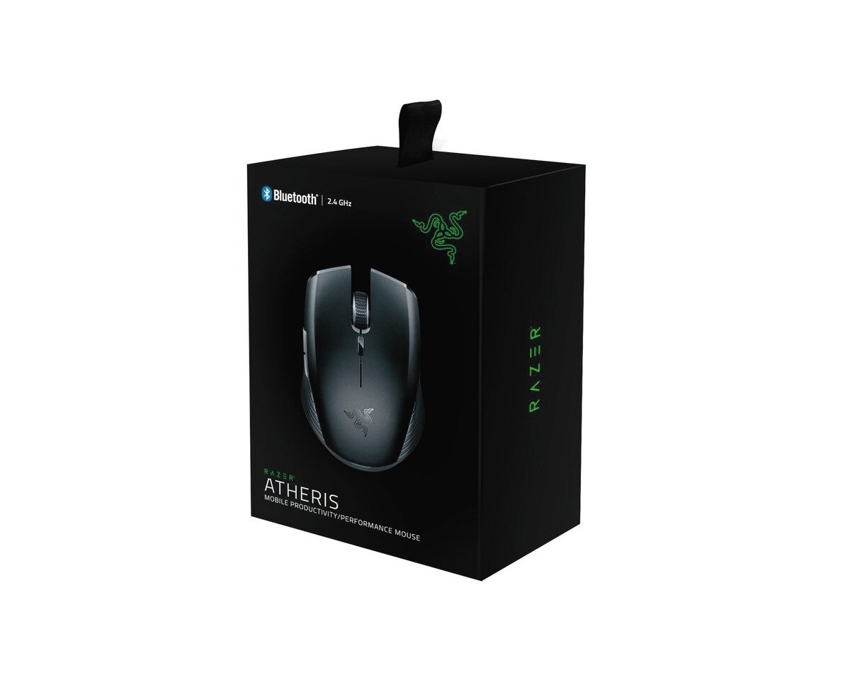 Souris Razer Atheris - Souris - optique - 5 boutons - sans fil - Bluetooth,  2.4 GHz - récepteur sans fil USB - mercure blanc