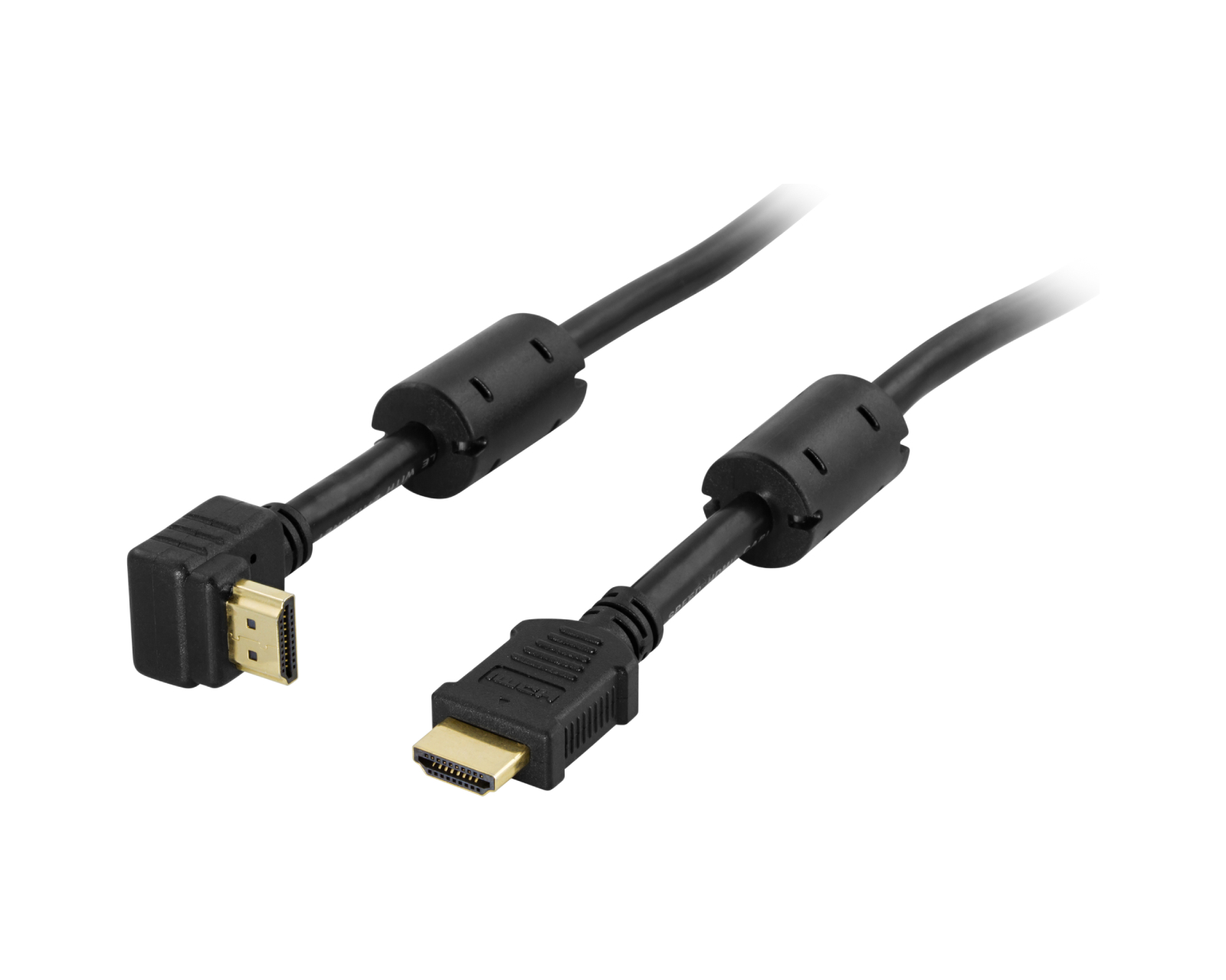 Deltaco Angled HDMI Kabel High Speed with Ethernet - Black - 10m -