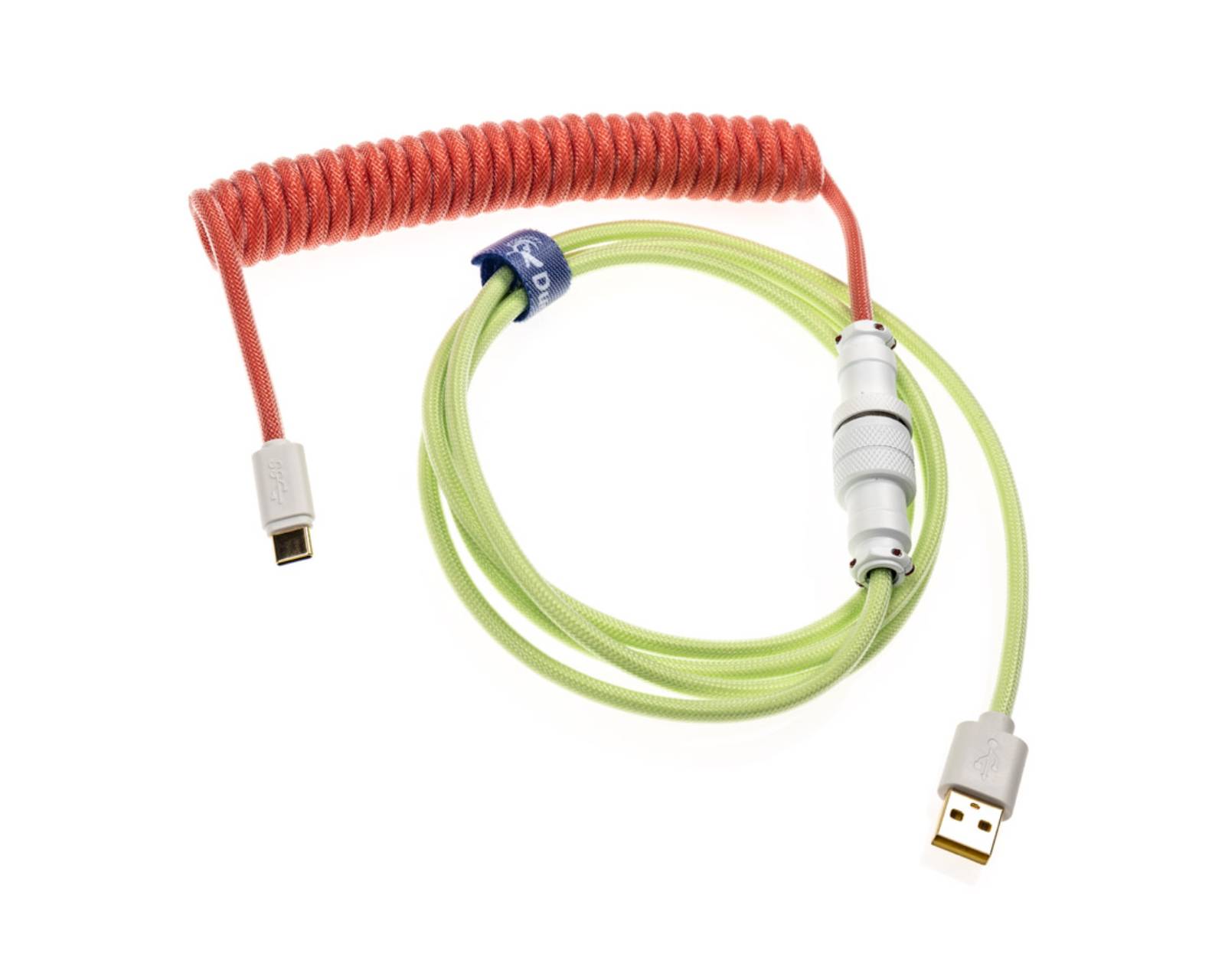 CableMod Classic Coiled Keyboard Cable (Viper Green, USB A to USB Type C,  150cm)