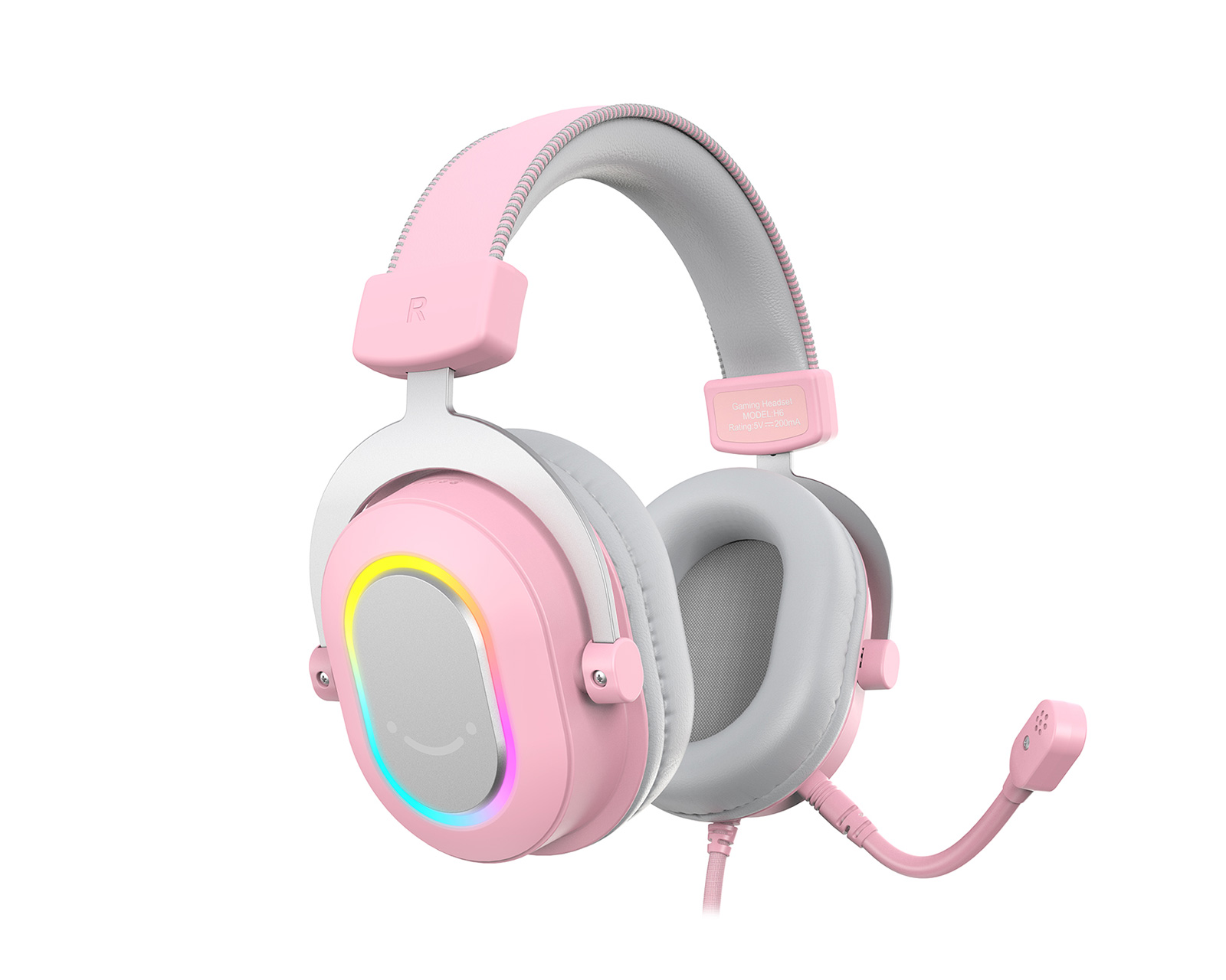 Fifine H6 USB 7.1 Gaming Headset RGB Pink