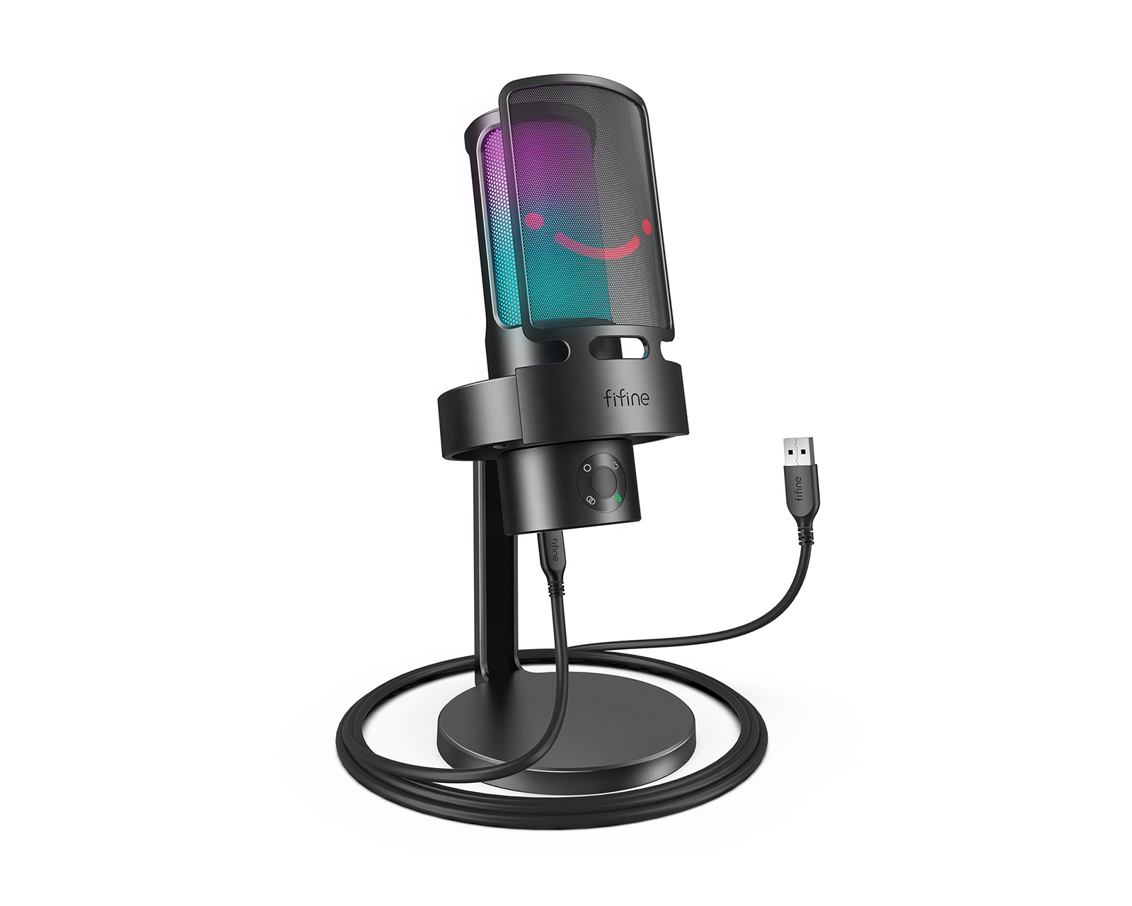 Fifine AMPLIGAME USB Gaming Microphone RGB (PC/PS4/PS5) - Black 