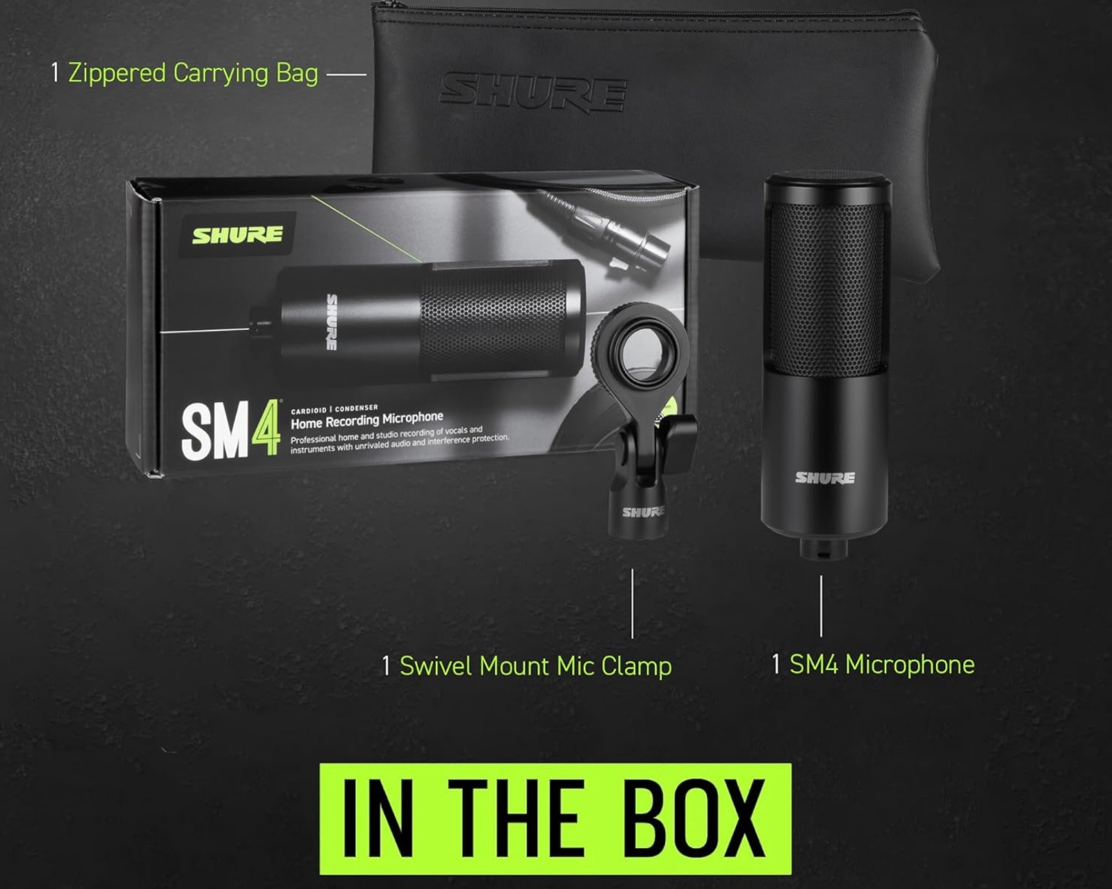 Shure SM4-K Microphone with Swivel Mount - Black - us.MaxGaming.com