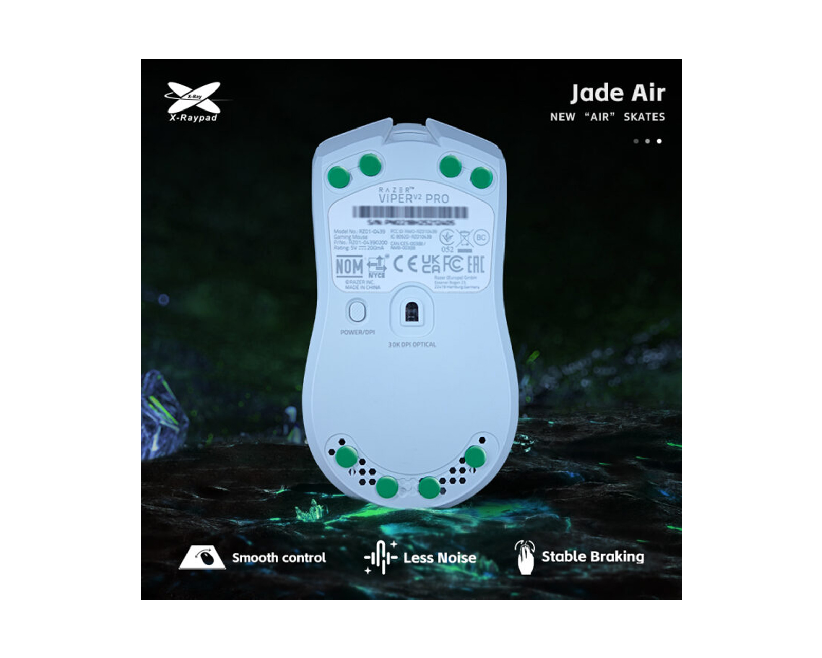 X-raypad Jade Air Mouse Skates - Universal Dots - us.MaxGaming.com