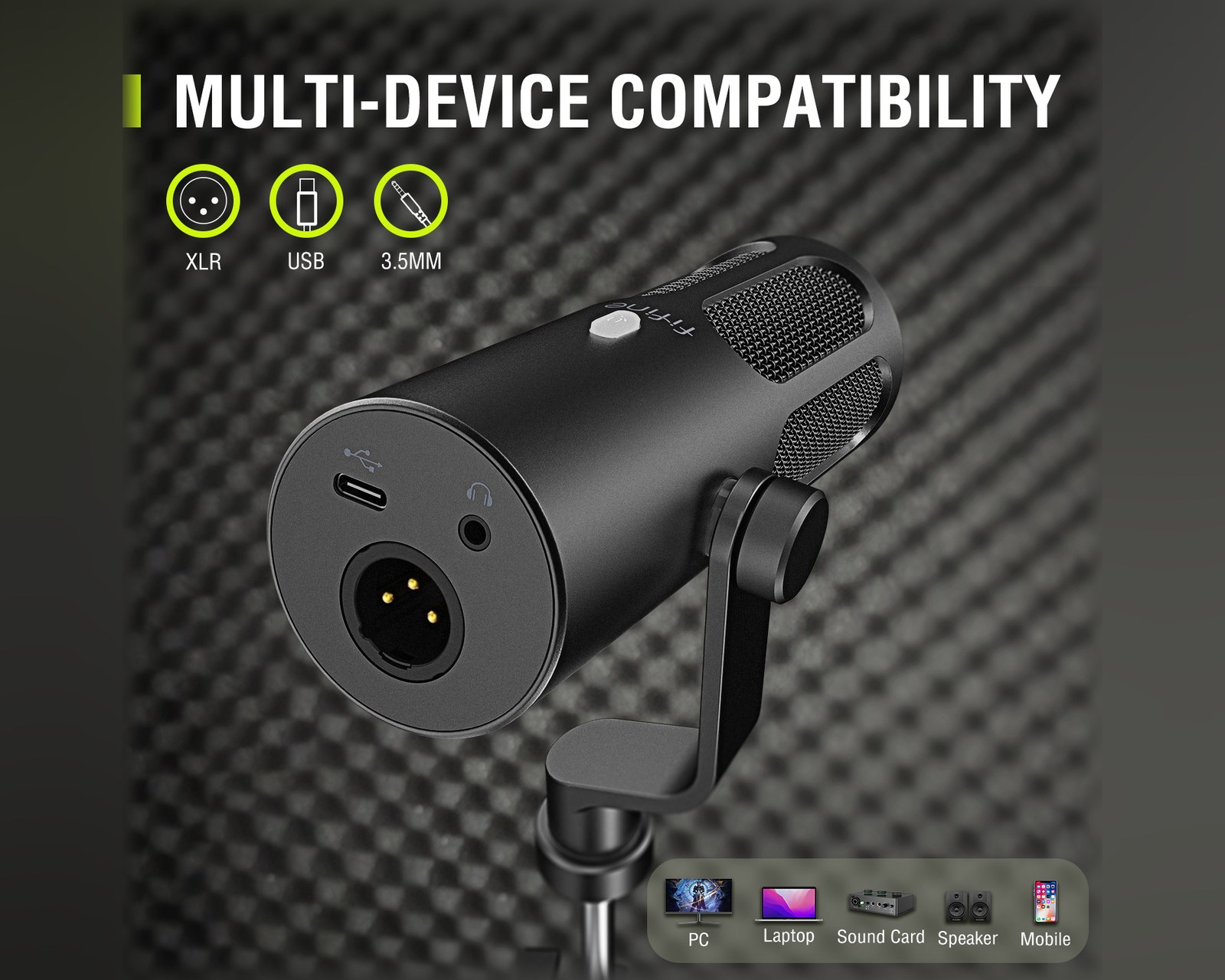 Fifine Tank3 USB / XLR Microphone - Dynamic Mic - Black - us