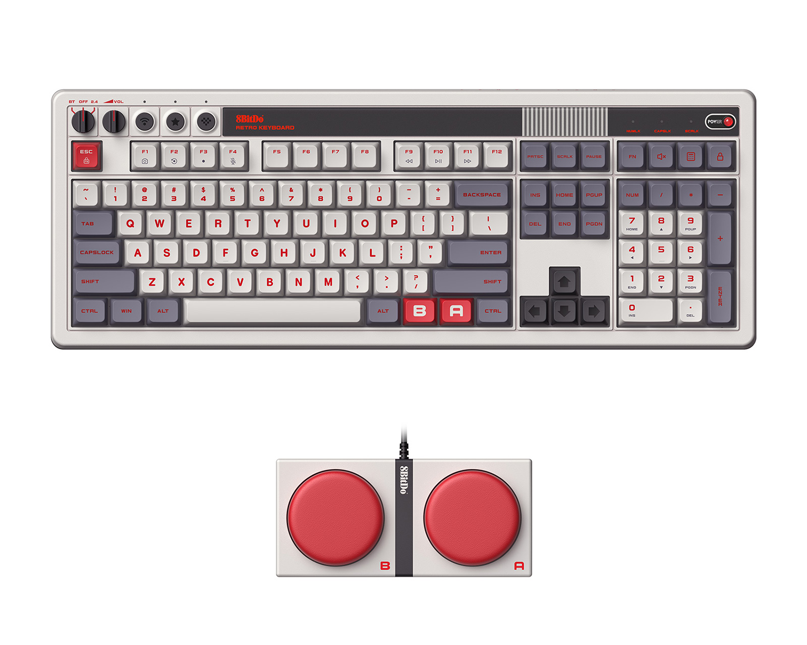 8Bitdo Retro 108 Mechanical Keyboard Wireless - ANSI - N Edition