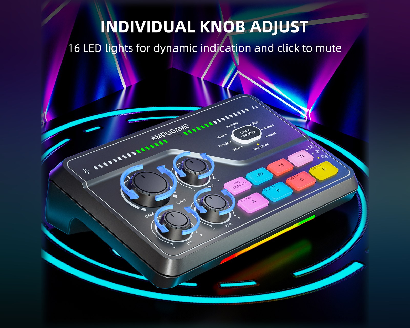 Fifine AmpliGame SC8 Audio Mixer - Black - us.MaxGaming.com