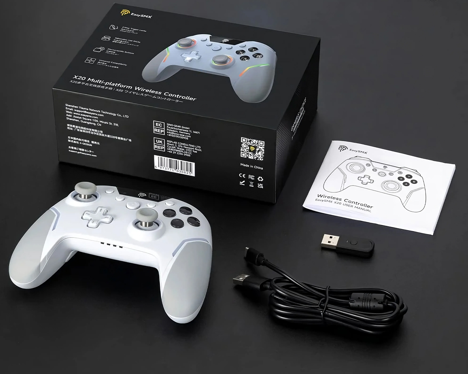 EasySMX X20 HE Wireless Controller PC/Switch - Gray - us.MaxGaming.com