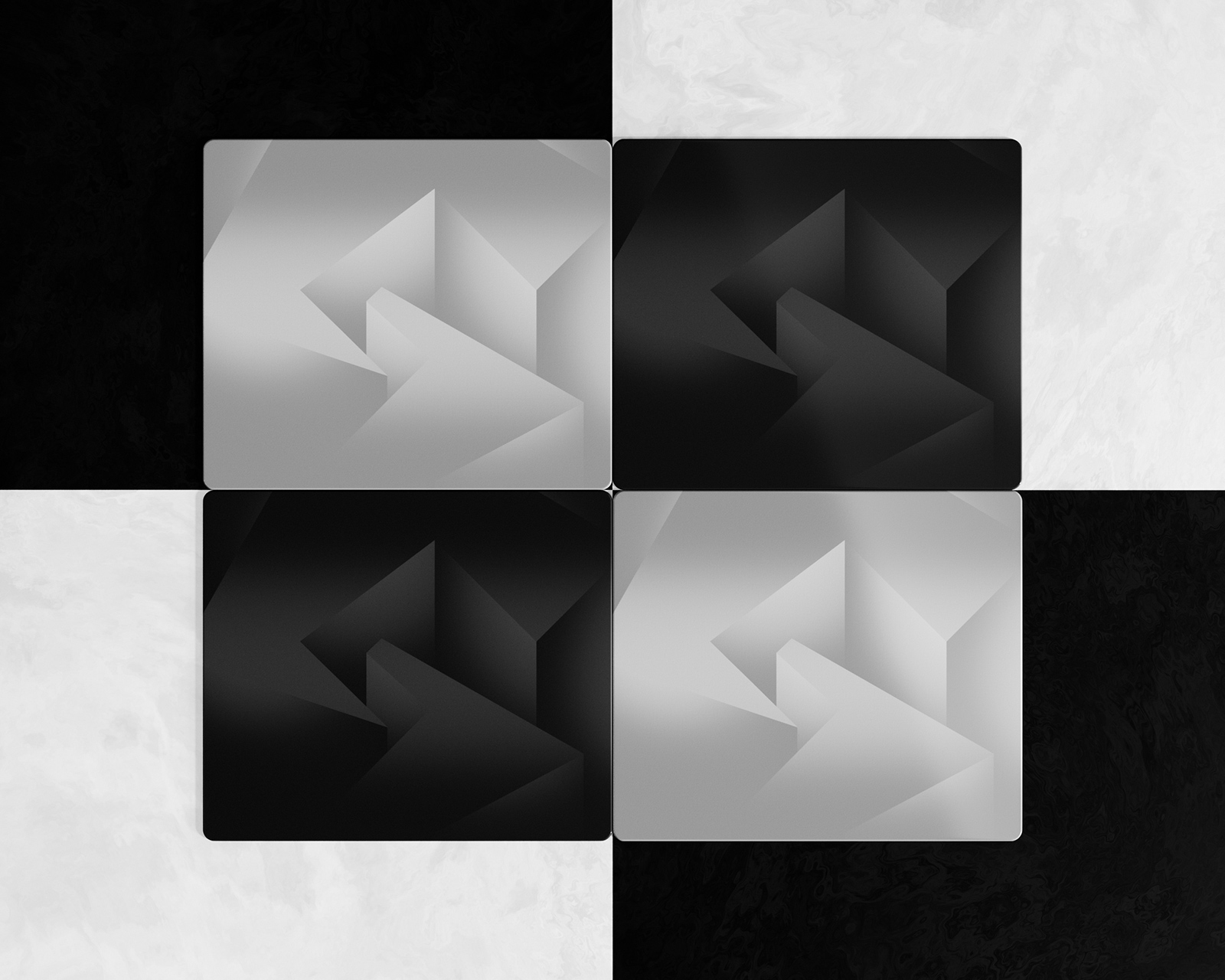 GLSSWRKS Polarity ホワイト 490×420 サイズ GLSSWRKS(グラスワークス) Polarity シリーズ ガラスマウスパッド