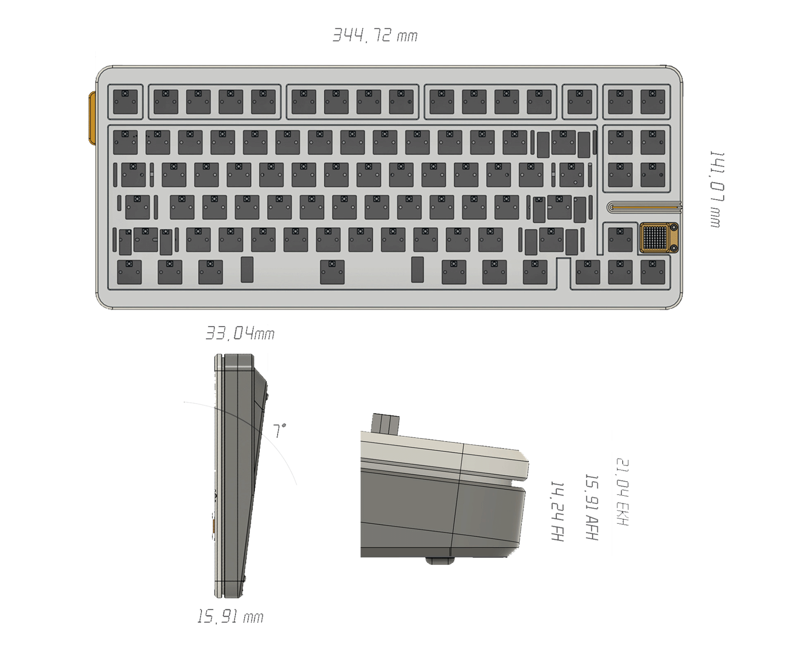 美品 KBDfans GT-80（Wooting80HE用高品位アルミケース) KBDfans GT-80