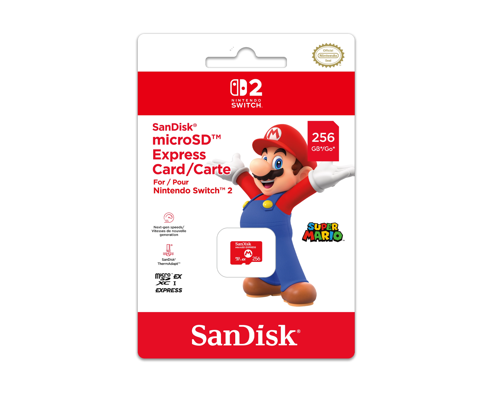 SanDisk 256GB microSD Express Card (R:880MB/s, W:650MB/s