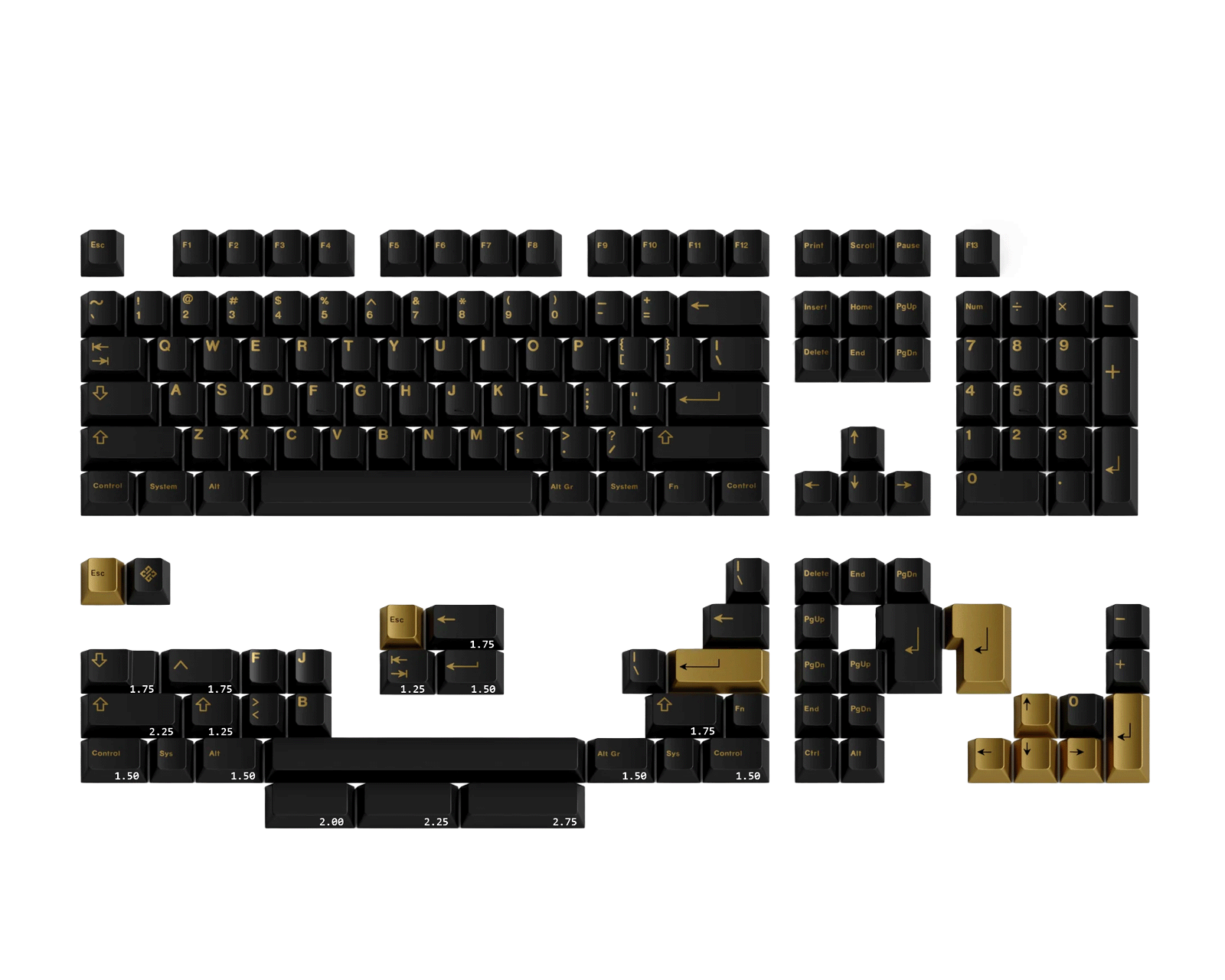 キーボード GMK Black & Gold Base GMK Black & Gold CYL Base Kit - us.MaxGaming.com