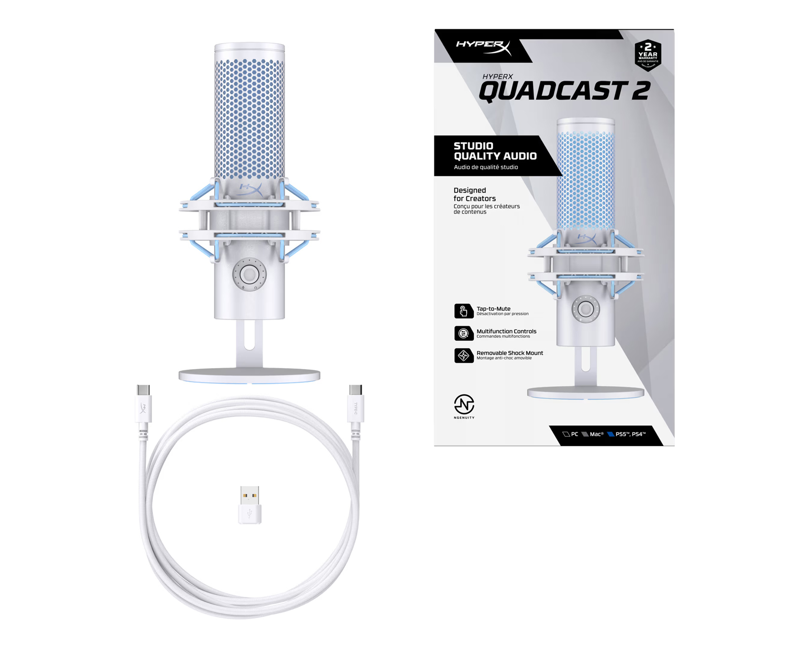 HyperX Quadcast 2 Microphone - Frost - us.MaxGaming.com