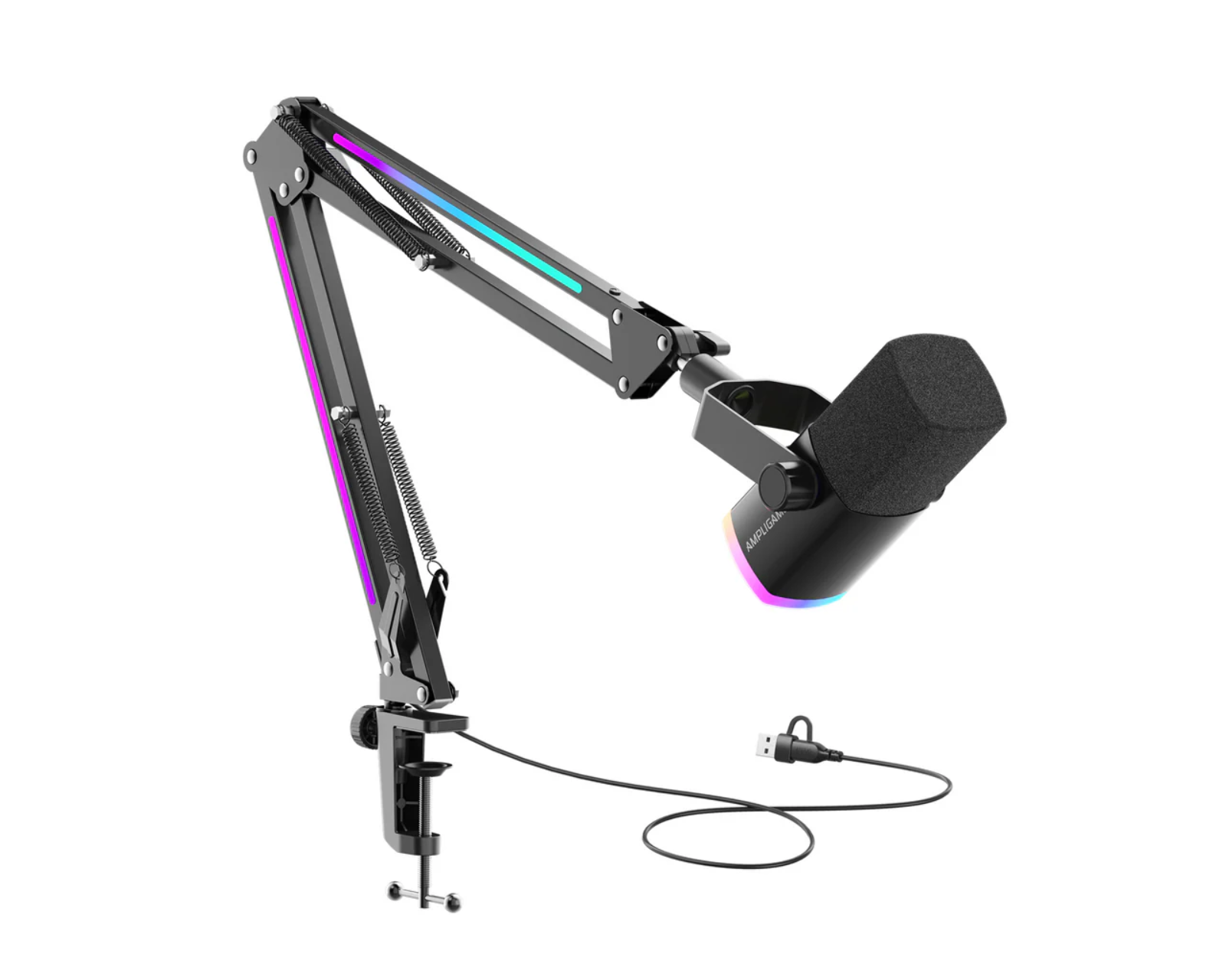 【新品】FIFINE ダイナミックマイク RGBアーム付 AM8PROT 黒 Fifine AmpliGame AM8PROT Microphone with Boom Arm - Black - us