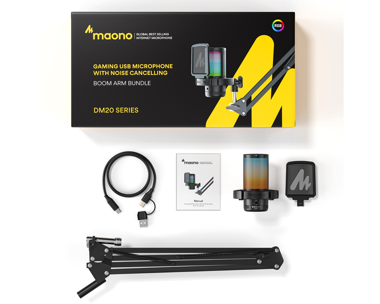 Maono DGM20シリーズ USBマイクセット MAONO DGM20S Gaming Microphone RGB - Black - us.MaxGaming.com
