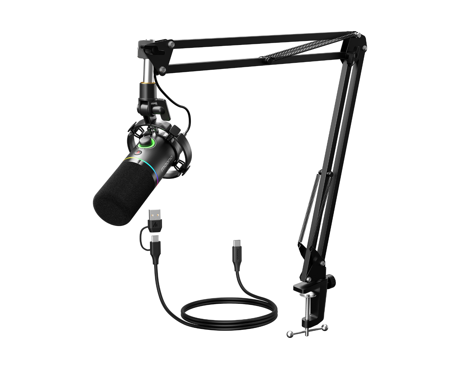 MAONO PD200XS USB/XLR Microphone Set - Dynamic Mic - Black - us