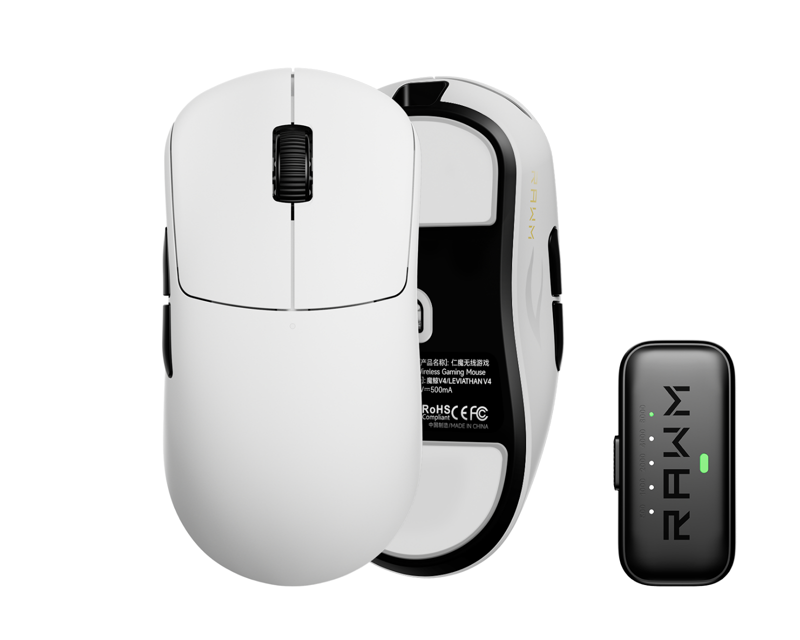 RAWM Leviathan v4 ホワイト RAWM Leviathan V4 Dual 8K Wireless Gaming Mouse - White - us
