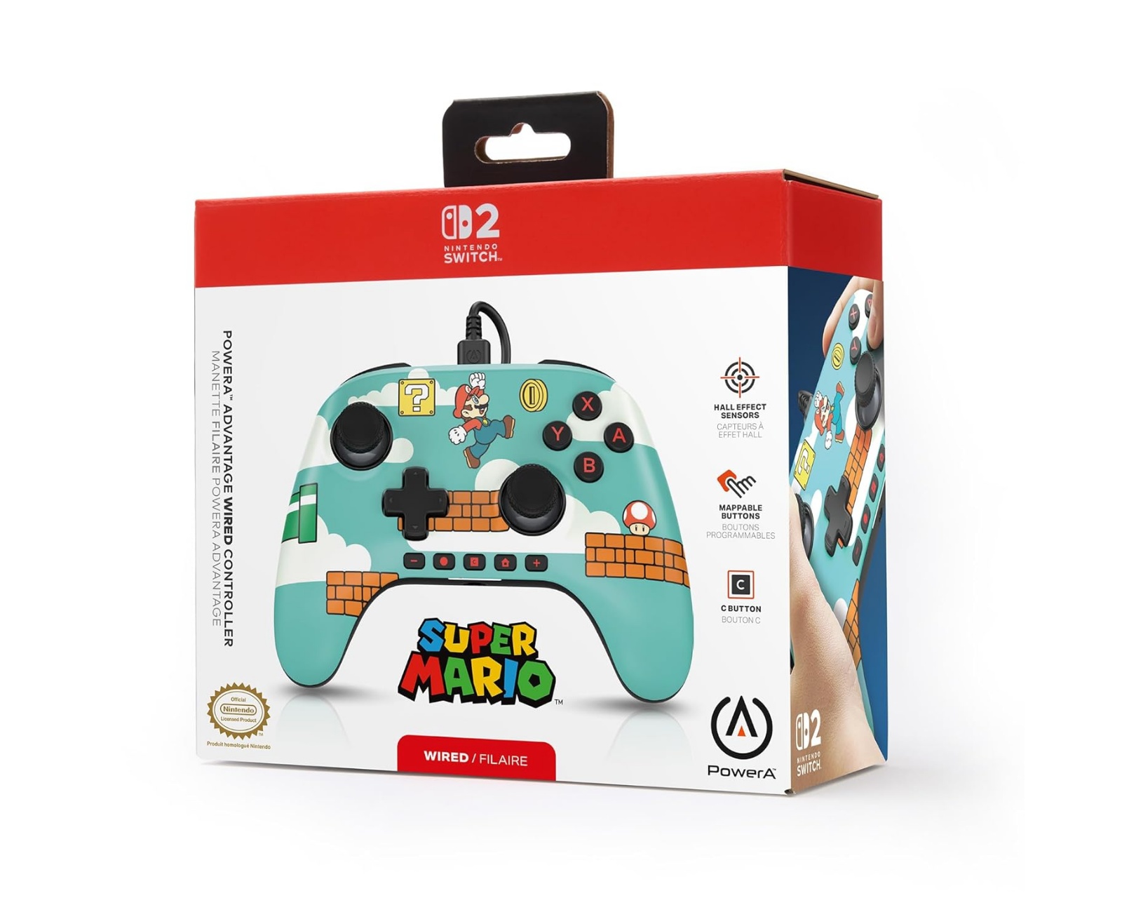 PowerA Advantage Wired Controller for Nintendo Switch 2 - Mario