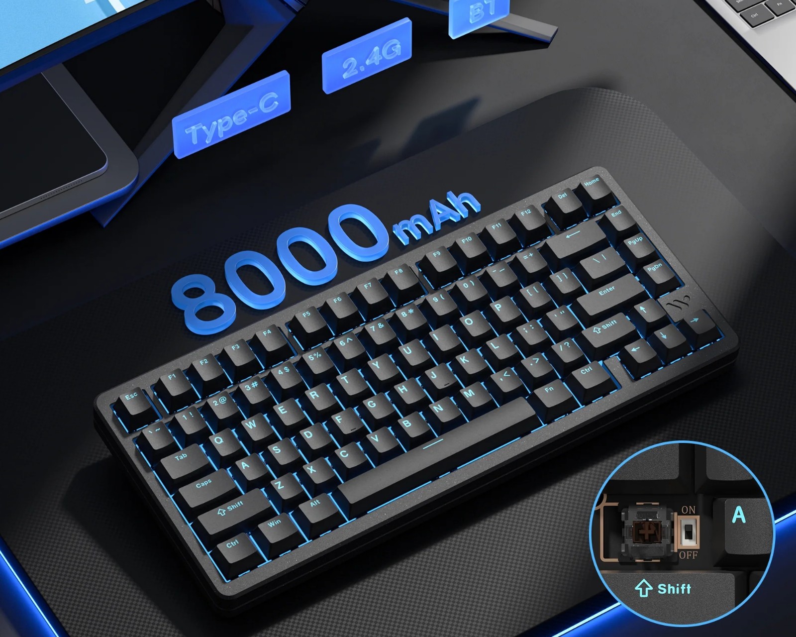 Womier Keyboard SK75 TMR/HE Wireless Keyboard - Black - us