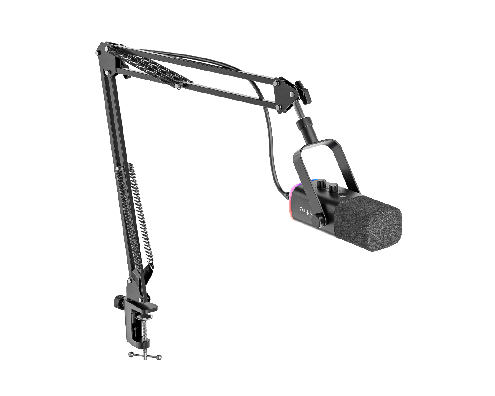 Fifine AM8T USB/XLR Dynamic Microphone and Boom Arm - Black - us