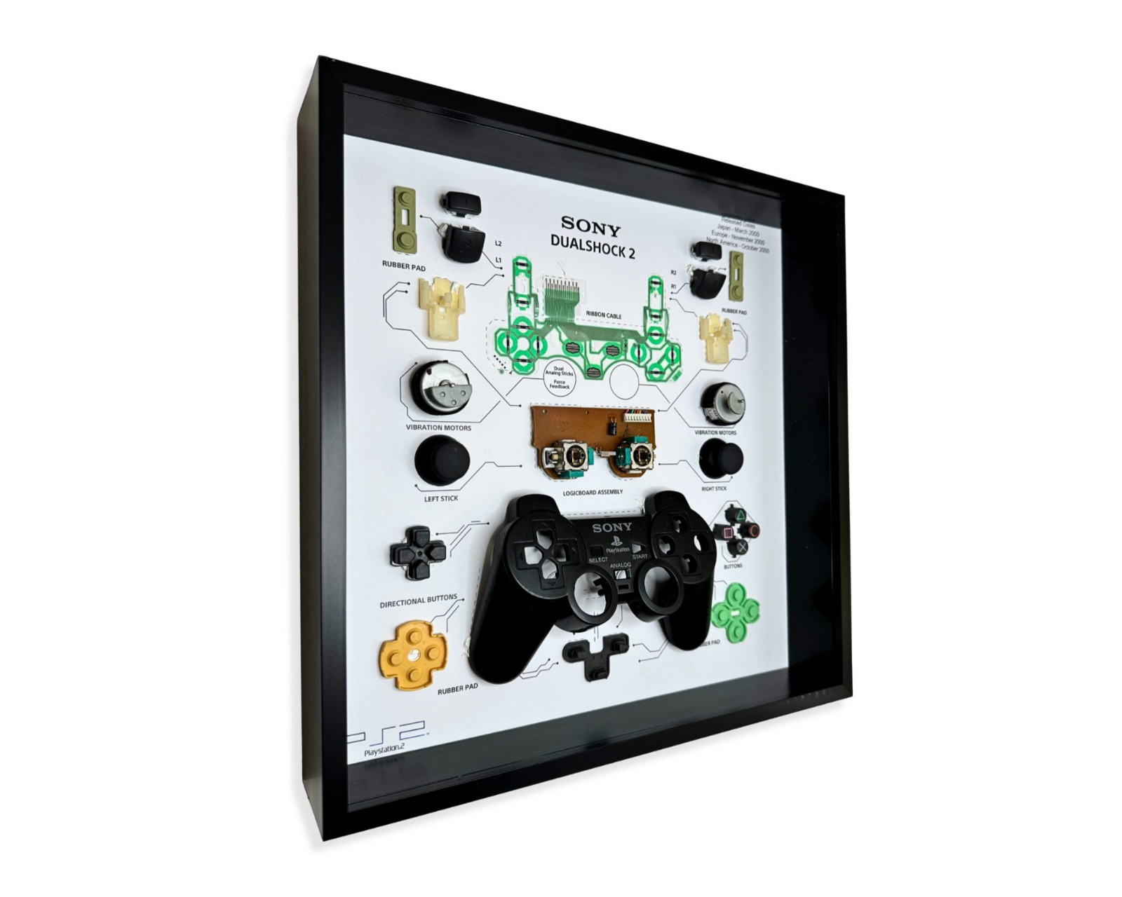 GRC Retro Art Sony PS2 Dual Shock 2 Controller Display - Black