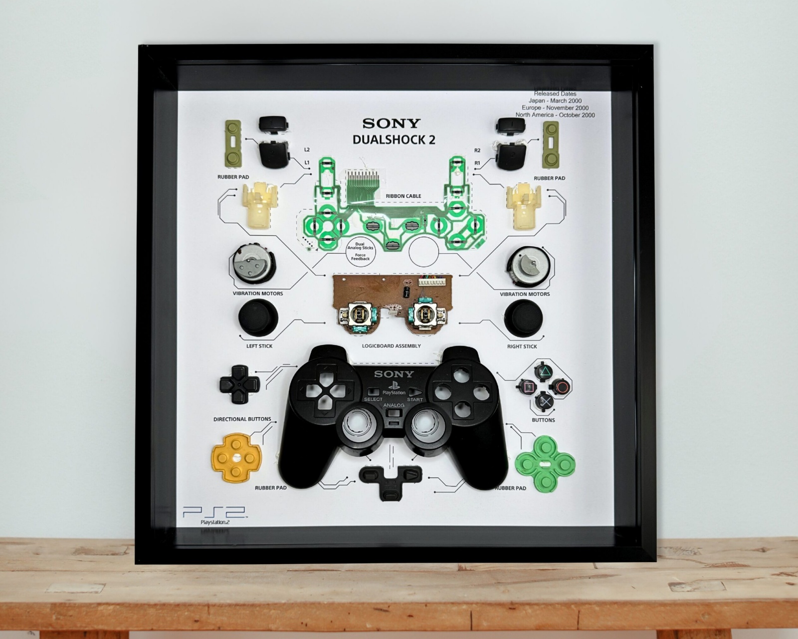 GRC Retro Art Sony PS2 Dual Shock 2 Controller Display - Black