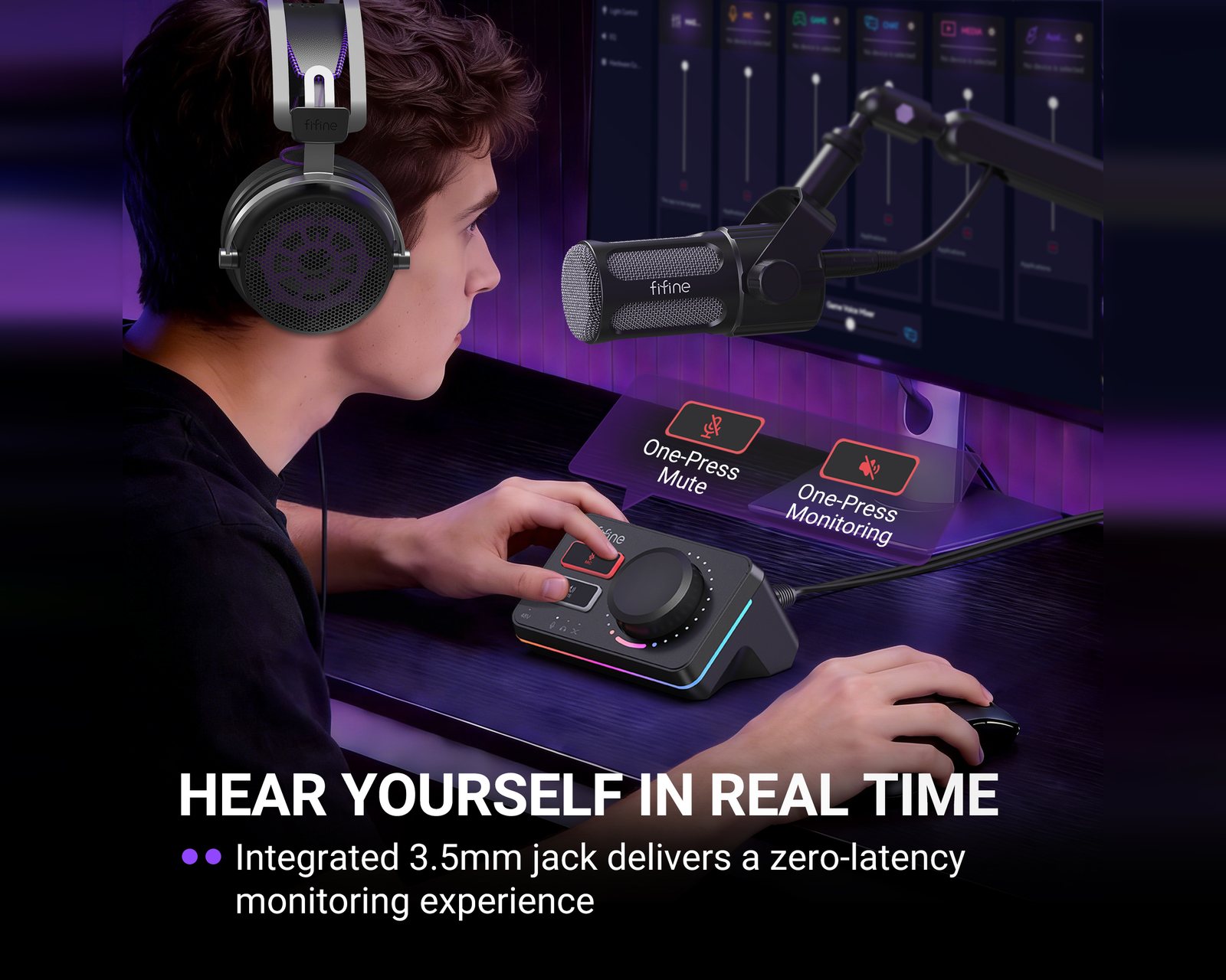 Fifine AmpliGame SC9 Audio Mixer - Black - us.MaxGaming.com