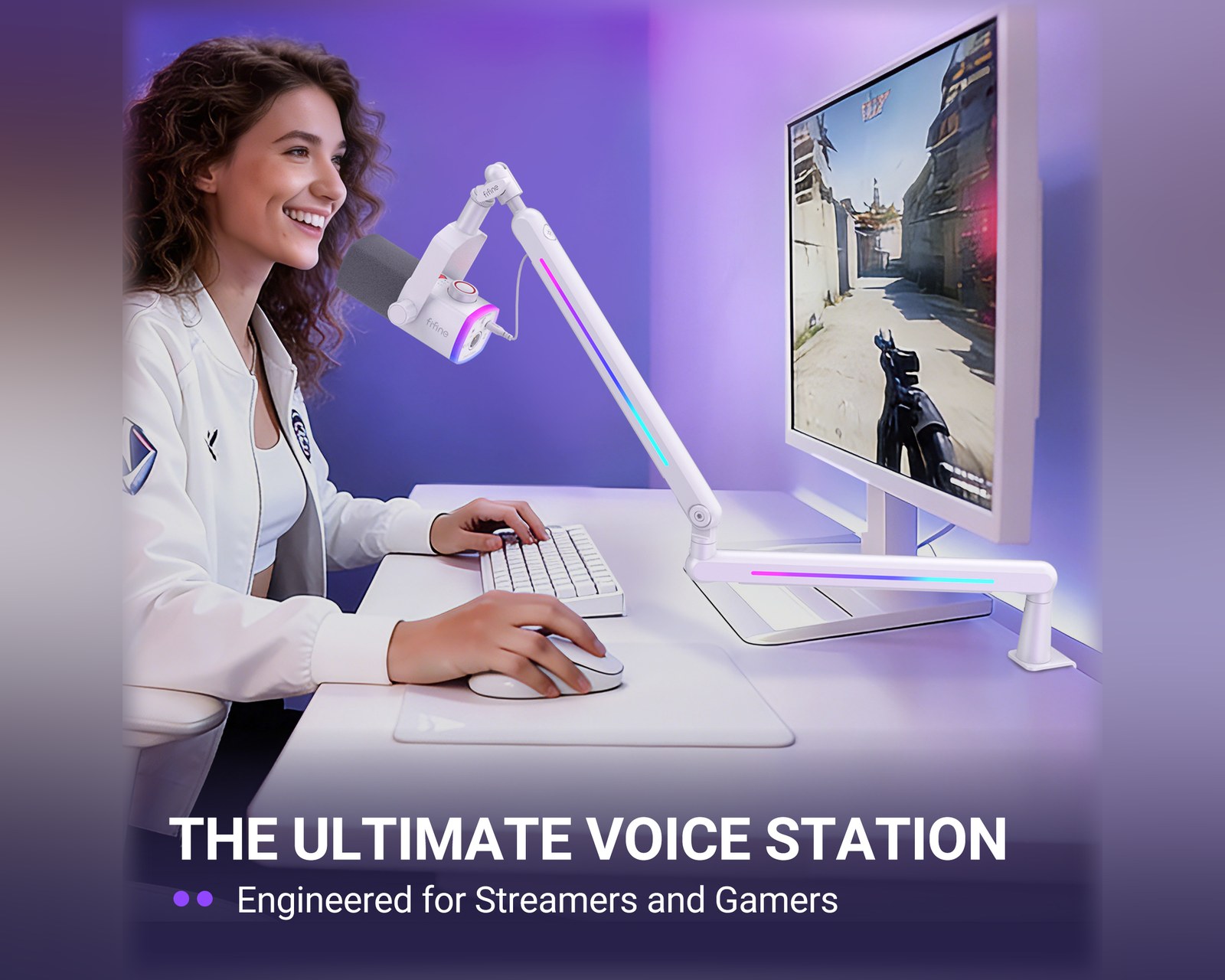 Fifine BM88 Pro Microphone Arm - White - us.MaxGaming.com