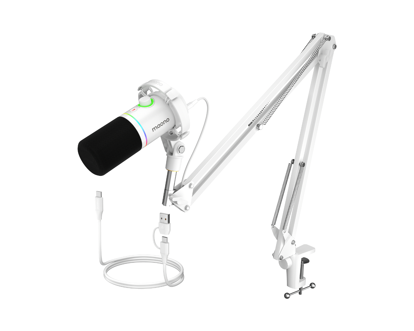Maono USB/XLR Microphone Set - Dynamic Microphone - White - us