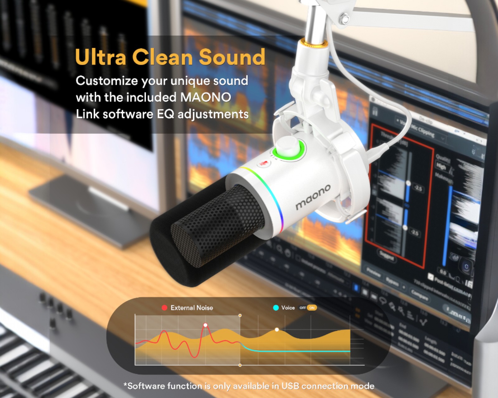 Maono USB/XLR Microphone Set - Dynamic Microphone - White - us