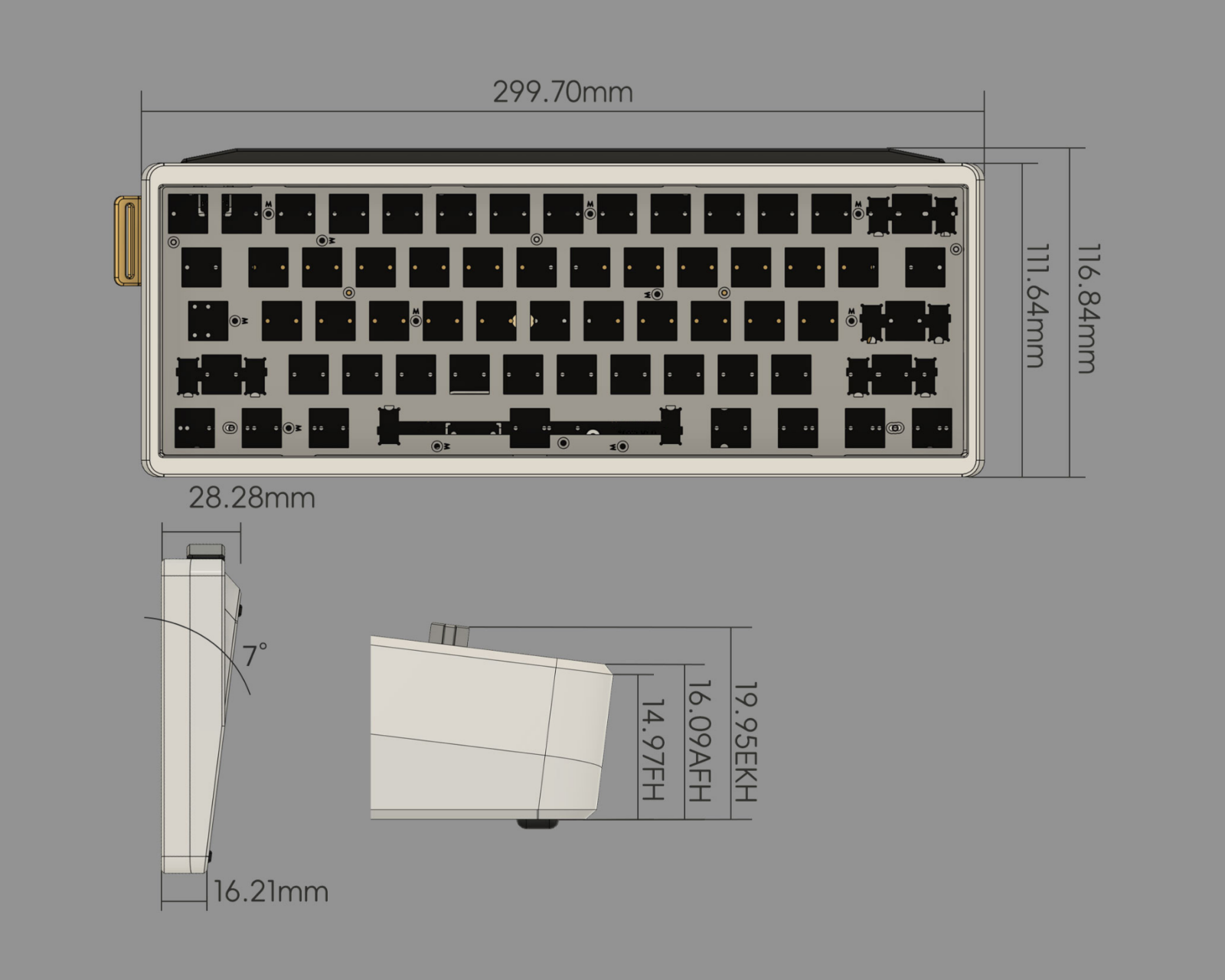 KBDfans GT-60 - Anodized Silver with Maple Strip - us.MaxGaming.com